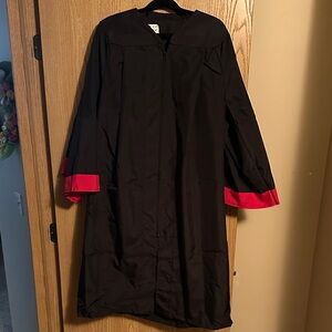 Herff Jones Black Graduation Gown with Red Sleeve Trim